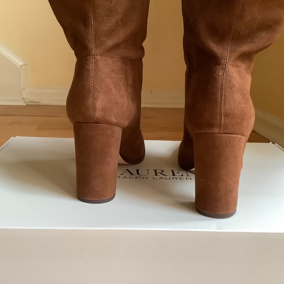 Ralph Lauren Artizan II Suede Heeled Boot Brown Kidsuede SZ 10 - Picture 9 of 16